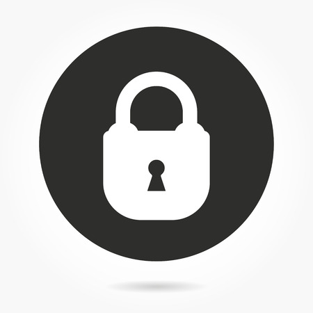 Lock vector icon. Illustration isolated for graphic and web design. Round button.のイラスト素材