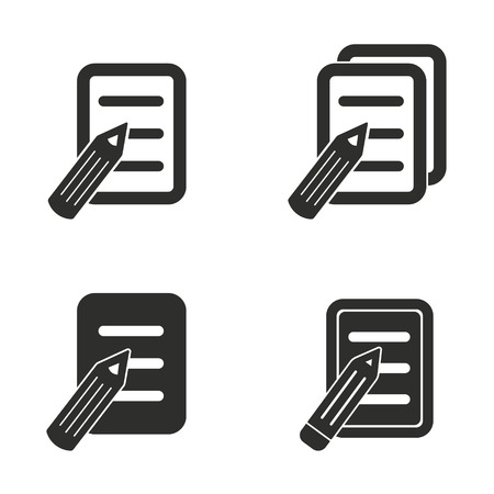 Notepad vector icons set. Black illustration isolated for graphic and web design.のイラスト素材