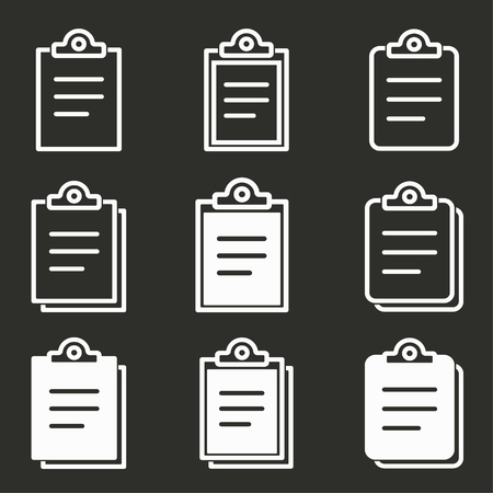 Clipboard vector icon. White illustration isolated on black background for graphic and web design.のイラスト素材