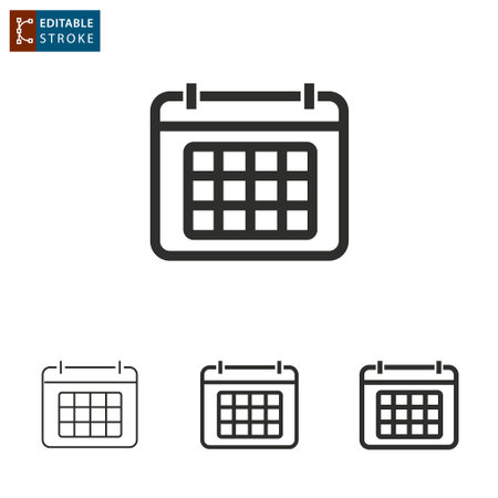 Calendar outline icon on white background. Editable stroke. Vector illustration.のイラスト素材