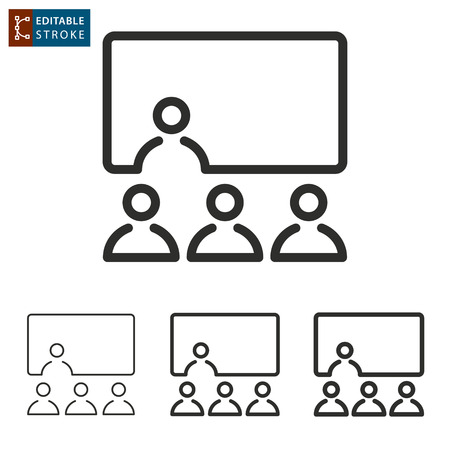 Conference - outline icon on white background. Editable stroke. Vector illustration.のイラスト素材