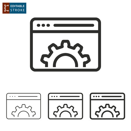 Browser vector icon. Black illustration isolated on white background. Thin line symbol. Editable stroke.のイラスト素材