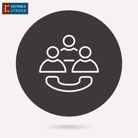 Conference call - outline icon. Editable stroke. Vector illustrationのイラスト素材