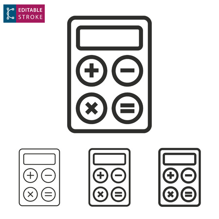 Calculator - outline icon on white background. Editable stroke illustration.のイラスト素材