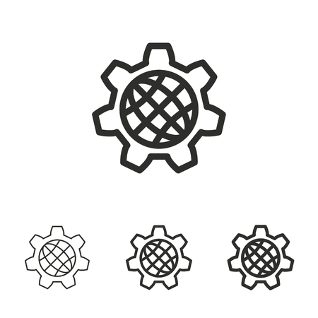 Interact - outline icon on white background. Editable stroke. Vector illustrationのイラスト素材