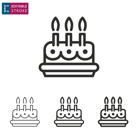 Cake - outline icon on white background. Editable stroke. Vector illustrationのイラスト素材