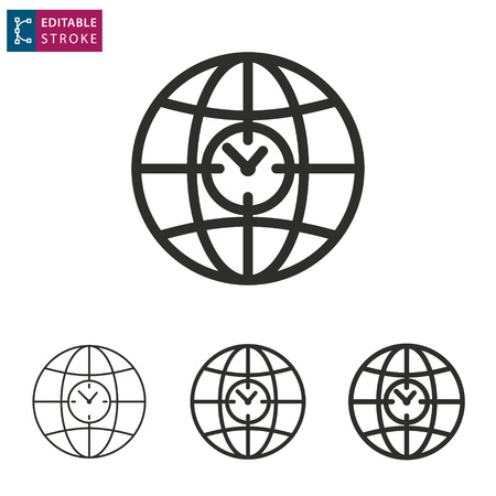 Globe - outline icon on white background. Editable stroke. Vector illustrationのイラスト素材