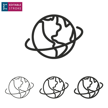 Globe - outline icon on white background. Editable stroke. Vector illustrationのイラスト素材