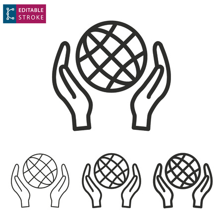 Globe - outline icon on white background. Editable stroke. Vector illustrationのイラスト素材