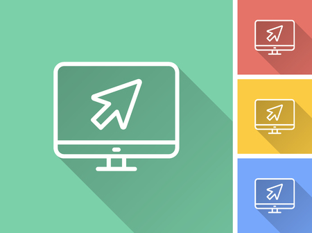 Click vector icon with long shadow. Illustration isolated for graphic and web design.のイラスト素材