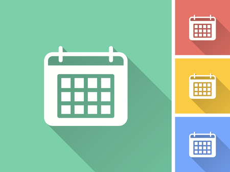 Calendar vector icon with long shadow. Illustration isolated for graphic and web design.のイラスト素材