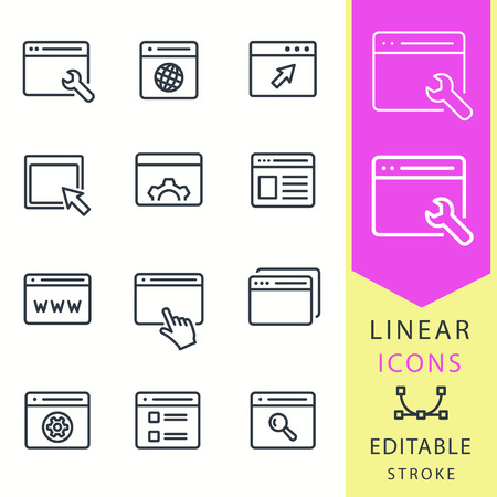 Browser  linear icons setのイラスト素材