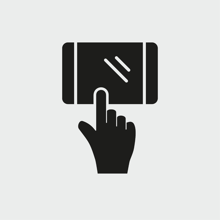 Phone interaction concept icon in black silhouette illustration.のイラスト素材