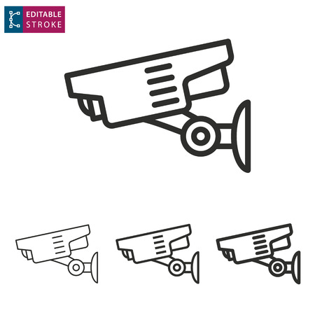 Security camera - outline black icon. Editable stroke. Vector illustrationのイラスト素材
