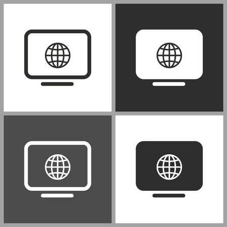 Vector computer monitor icon, pc symbol. Illustration isolated for graphic and web design.のイラスト素材
