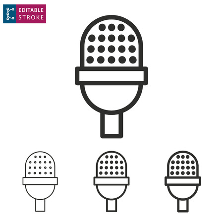 Voice record icon, sound music, vector mic illustration. Editable stroke.のイラスト素材