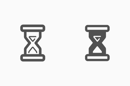 Vector sand clock icon, hour glass sign, timer symbol.