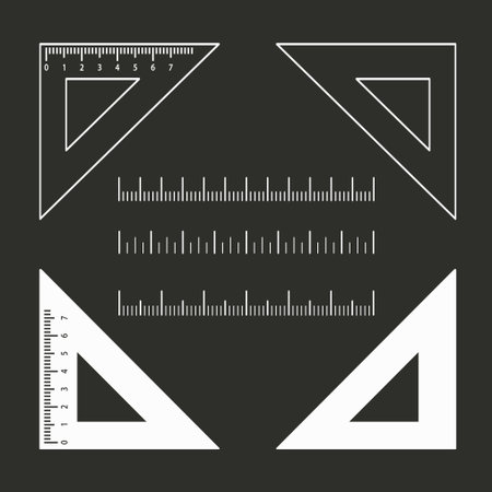 Triangle ruler icons set, measure vector illustration.のイラスト素材