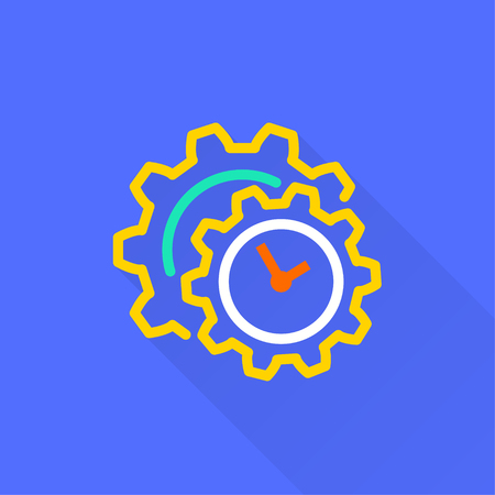 Vector clock time icon. Illustration with long shadow for graphic and web design.のイラスト素材