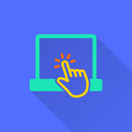 E-learning education icon. Academic study, learn symbol. Illustration with long shadow for graphic and web design.のイラスト素材