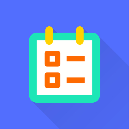 Survey vector icon with long shadow. Illustration isolated on blue background for graphic and web design.のイラスト素材