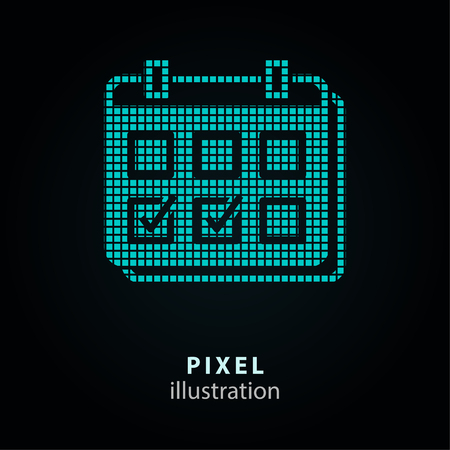 Calendar day - pixel icon. Vector Illustration. Design lelement. Isolated on black background. It is easy to change to any color.のイラスト素材