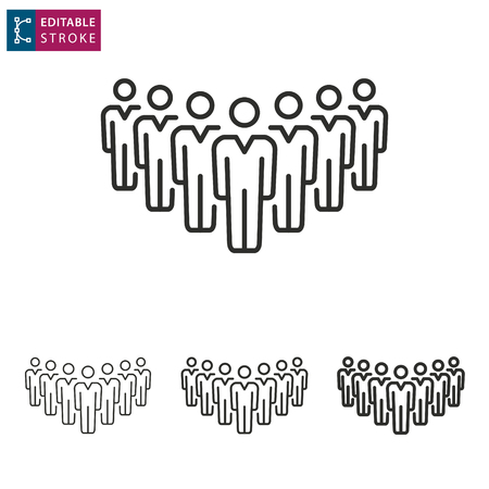 Business meeting people - outline icon on white background. Editable stroke. Vector illustration.のイラスト素材