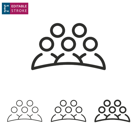 Meeting - outline icon on white background. Editable stroke. Vector illustration.のイラスト素材