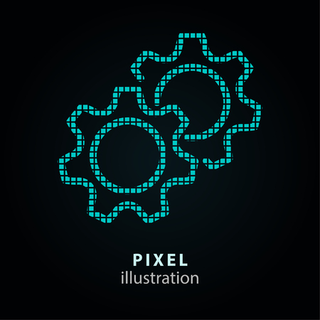 Settings - pixel icon. Vector Illustration. Design  element. Isolated on black background. It is easy to change to any color.のイラスト素材