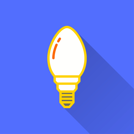 Lamp vector icon with long shadow. Illustration isolated on blue background for graphic and web design.のイラスト素材