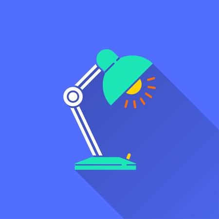 Floor lamp vector icon with long shadow. Illustration isolated on blue background for graphic and web design.のイラスト素材