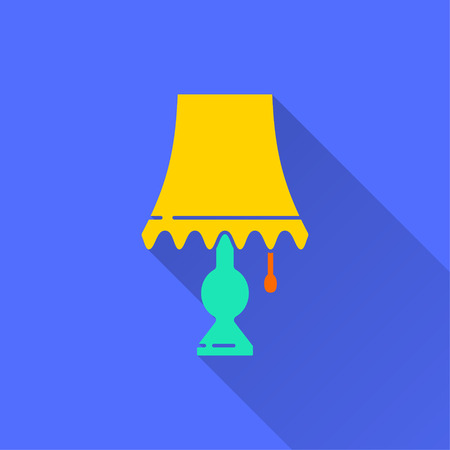 Floor lamp vector icon with long shadow. Illustration isolated on blue background for graphic and web design.のイラスト素材