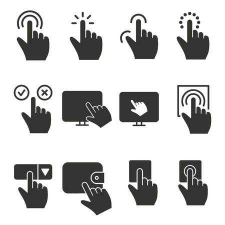 Touch vector icon. Black illustration isolated on white background for graphic and web design.のイラスト素材