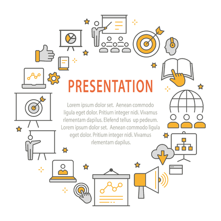 Presentation outline icons set for interface, website, banner, print.のイラスト素材