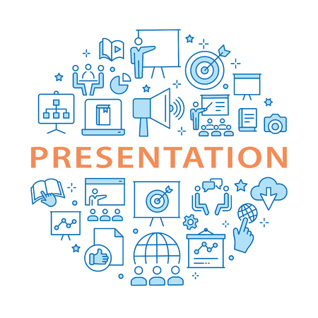 Presentation outline icons set for interface, website, banner, print.のイラスト素材