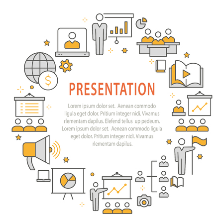 Presentation outline icons set for interface, website, banner, print.のイラスト素材