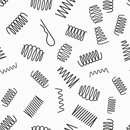 Metal spring seamless pattern with icons. Vector background.のイラスト素材