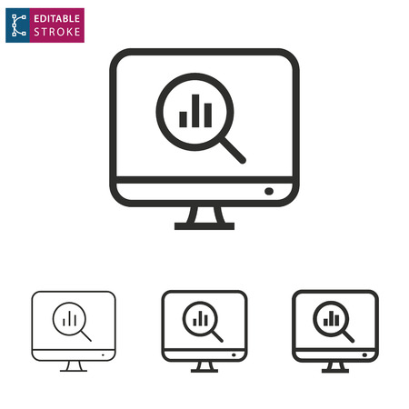 Data analysis outline icon on white background. Editable stroke. Vector illustration.のイラスト素材