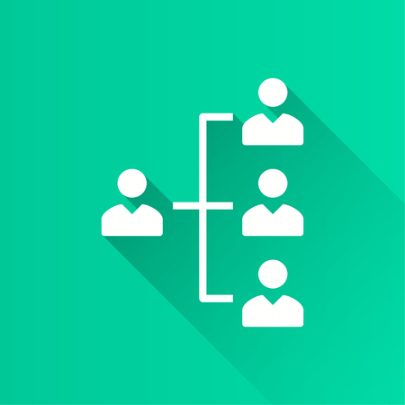 Conference vector icon with long shadow. White illustration isolated on blue background for graphic and web design.のイラスト素材