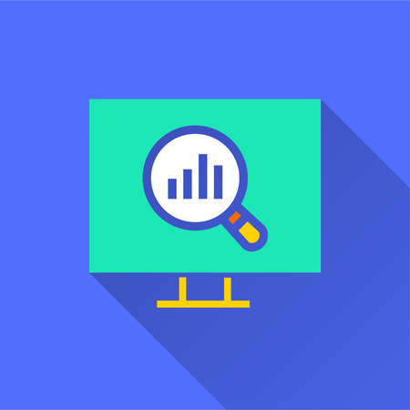 Data security vector icon with long shadow. Simple illustration isolated on blue background for graphic and web design.のイラスト素材