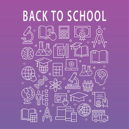 Education template line icons set for interface, website, banner, print.のイラスト素材