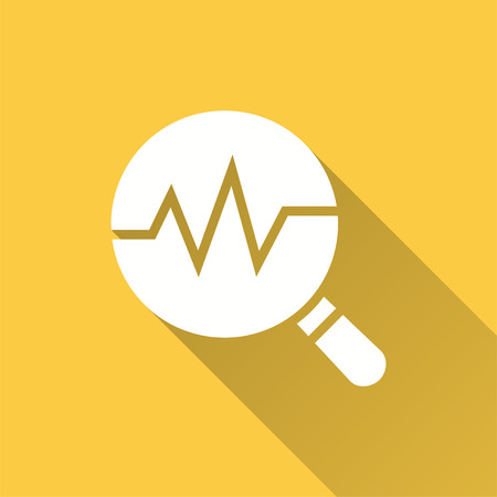 Data security vector icon with long shadow. Simple illustration isolated on yellow background for graphic and web design.のイラスト素材