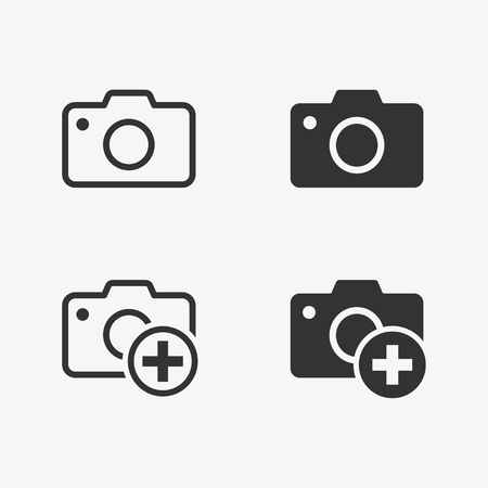 Add photo vector icon. Black illustration isolated on white. Simple pictogram for graphic and web design.のイラスト素材