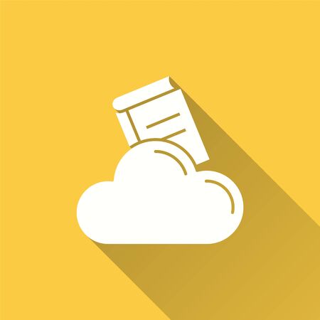 E-learning education vector icon with long shadow. Simple illustration isolated on yellow background for graphic and web design.のイラスト素材