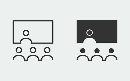 Conference vector icon. Black illustration isolated on white. Simple pictogram for graphic and web design.のイラスト素材