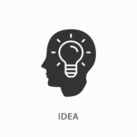 Smart human head icon on white background. Vector illustration. vector icon. Black illustration isolated on white. Simple pictogram for graphic and web design.のイラスト素材