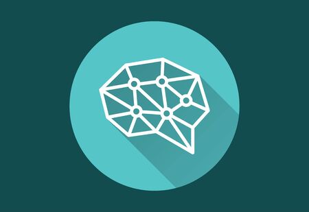 Artificial intelligence vector icon with long shadow. Simple illustration isolated for graphic and web design.のイラスト素材