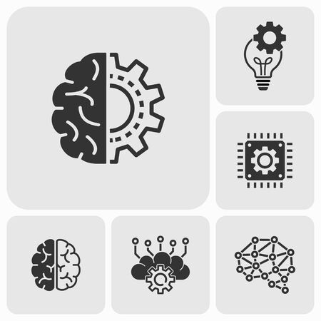 Artificial intelligence icons set. Vector illustration for web sites and mobile application.のイラスト素材