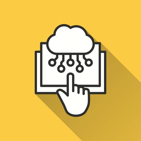 Cloud technology icon. Simple illustration with long shadow isolated for graphic and web design.のイラスト素材