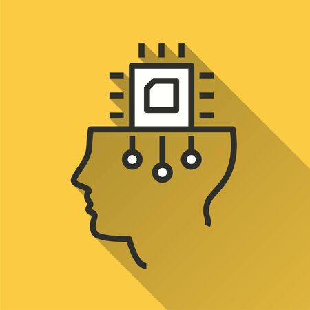 Artificial intelligence icon. Simple illustration with long shadow isolated for graphic and web design.のイラスト素材
